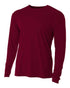 A4 Youth Cooling Performance Long Sleeve Crew (N3165), Color 'Maroon'